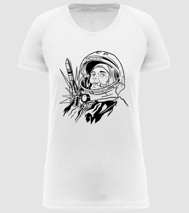 Astronautul Gagarin model alb pe tricou
