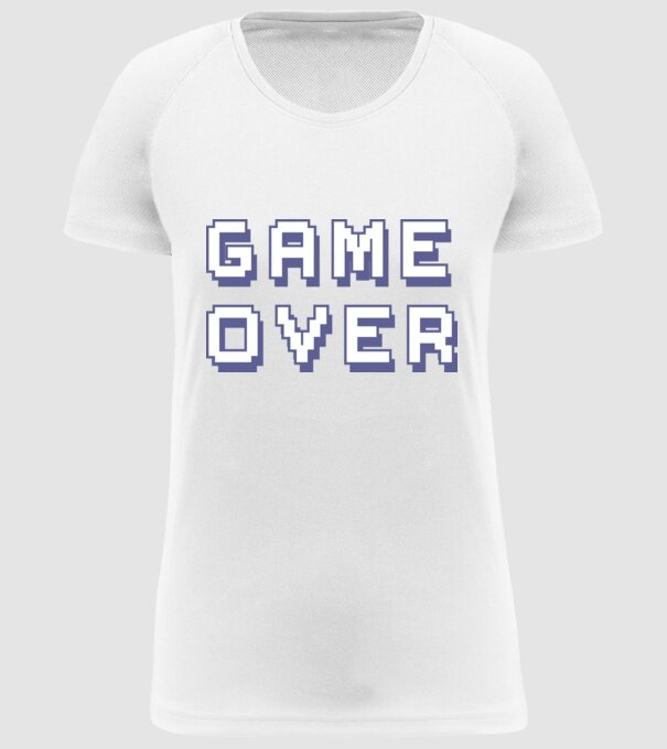 Game Over model alb pe tricou