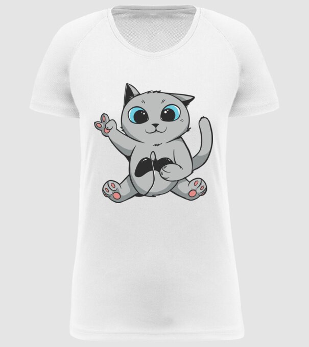 Pisică Gamer model alb pe tricou