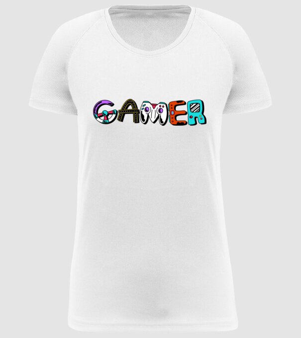 Inscripție Gamer model alb pe tricou