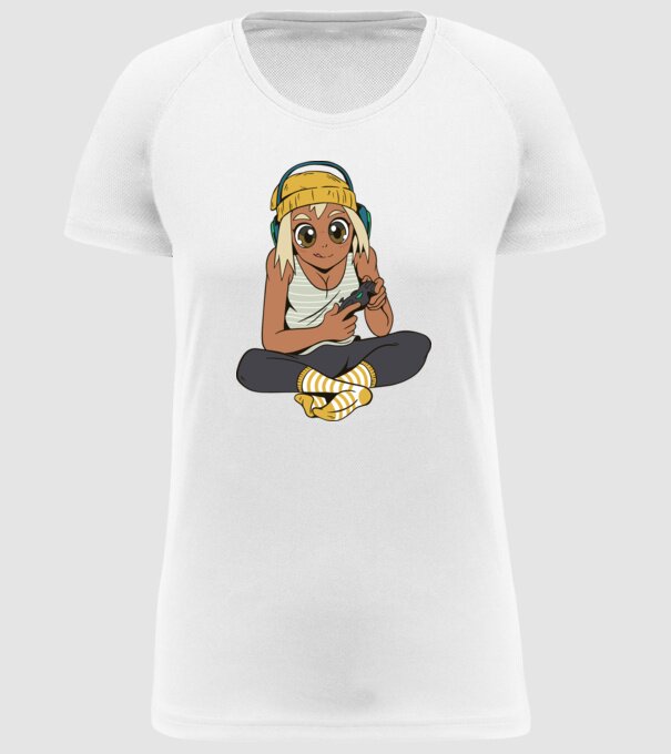 Fată Gamer model alb pe tricou