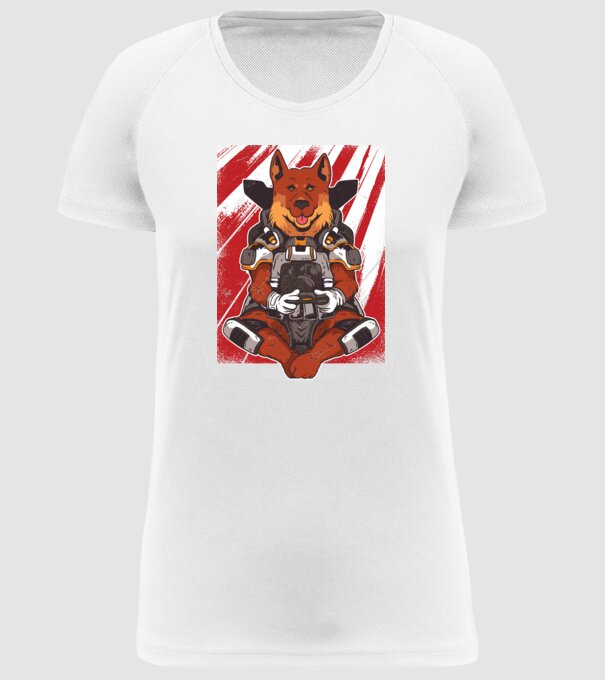 Gamer Ciobănesc german Apex model alb pe tricou