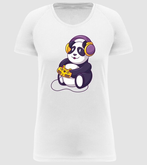 Gamer Panda model alb pe tricou