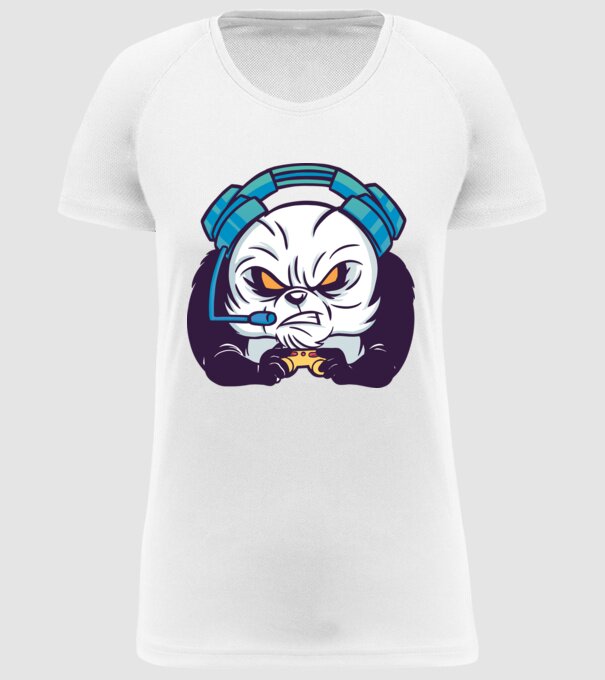 Gamer Panda model alb pe tricou