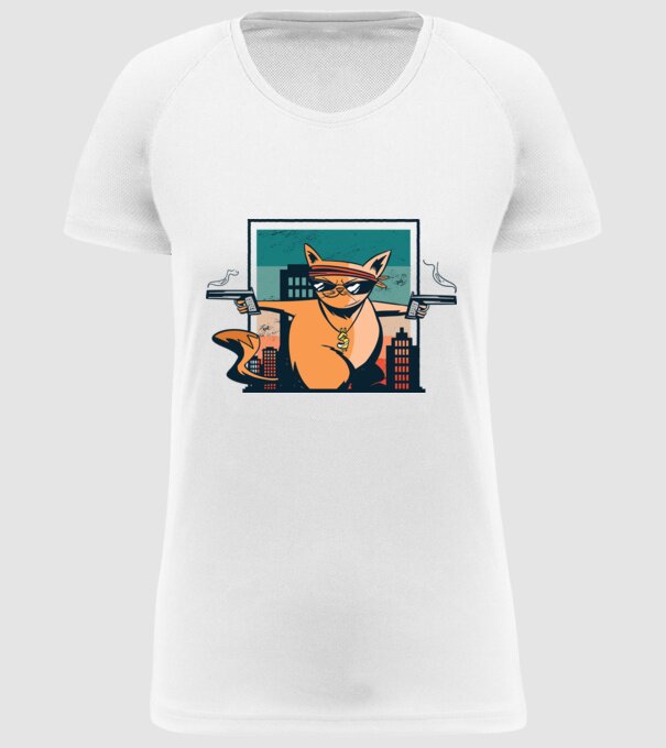 Pisică Gangster model alb pe tricou