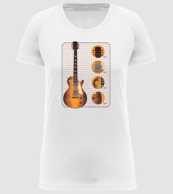 Gibson Chitară desen gold model alb pe tricou