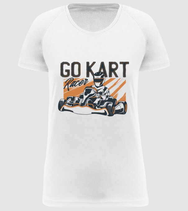 Concurent Go-kart model alb pe tricou