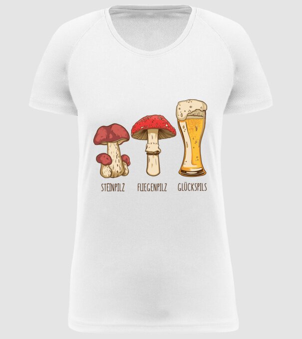Soiuri de ciuperci model alb pe tricou