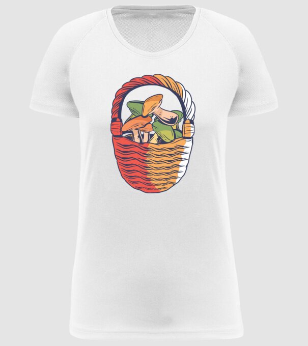 Ciuperci model alb pe tricou
