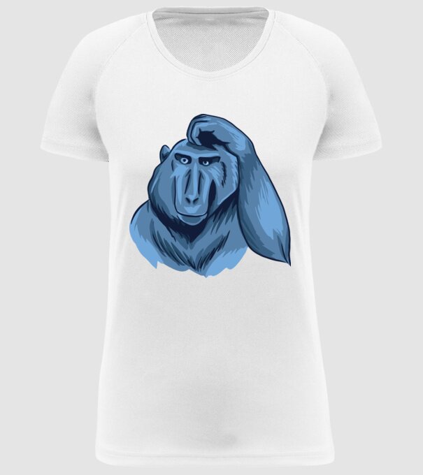 Maimuța gânditoare model alb pe tricou
