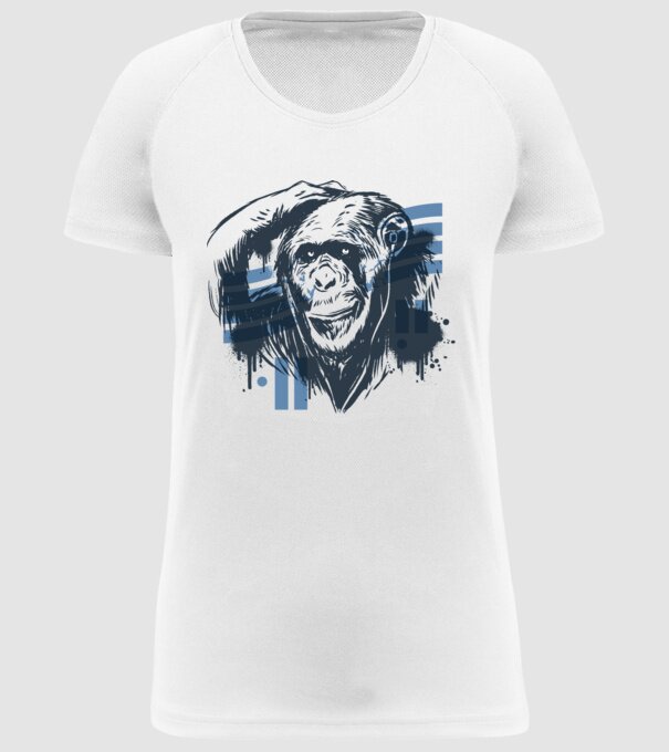 Maimuța gânditoare model alb pe tricou