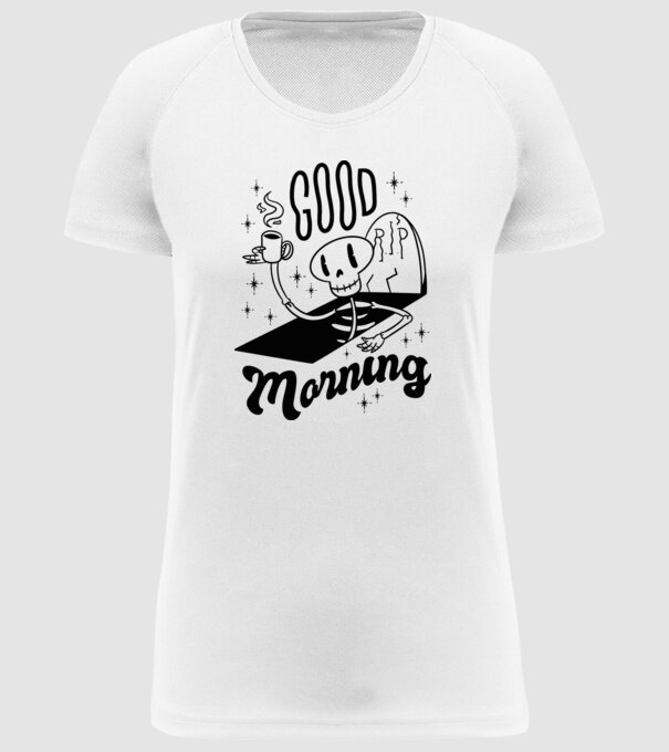 Good Morning Coffee model alb pe tricou