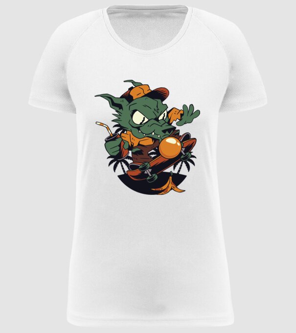 Vârcolac Skateboarder model alb pe tricou
