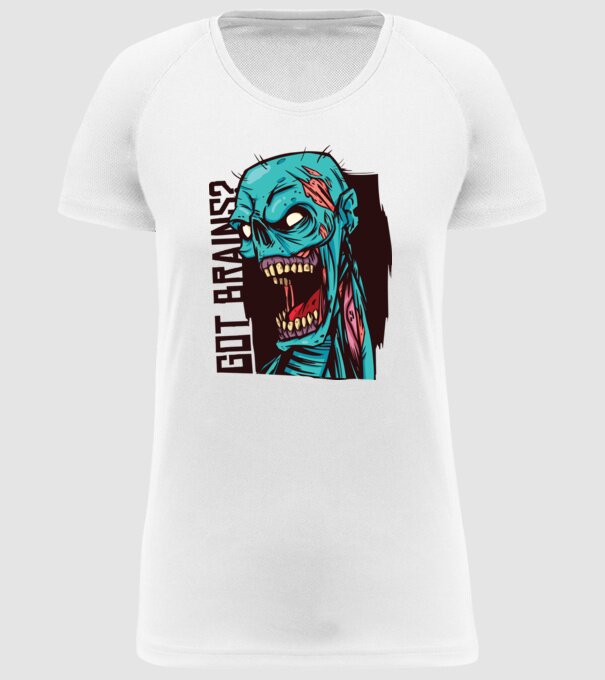 Got Brains? Cap Zombie model alb pe tricou