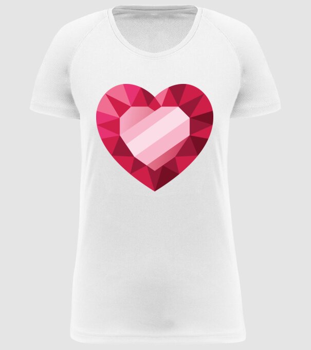 Inimă diamant model alb pe tricou