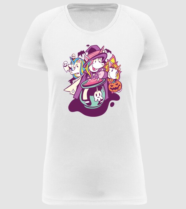 Unicorni Halloween model alb pe tricou