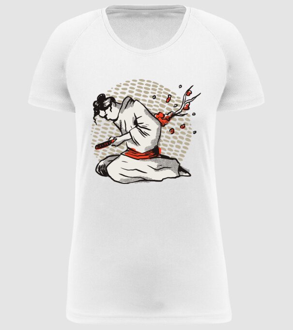 Samurai Harakiri model alb pe tricou