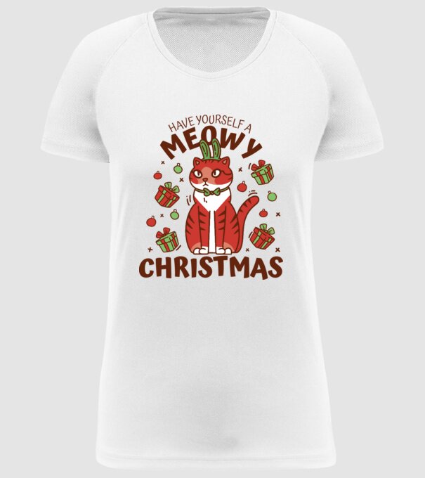Have yourself a Meowy Christmas - Cicás Karácsony model alb pe tricou