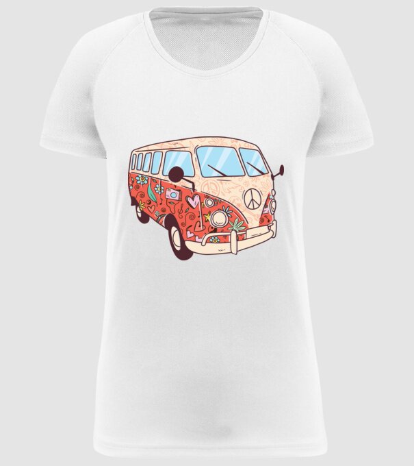 Tricou microbuz hippi retro model alb pe tricou