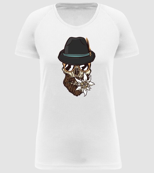 Craniu Hipster model alb pe tricou