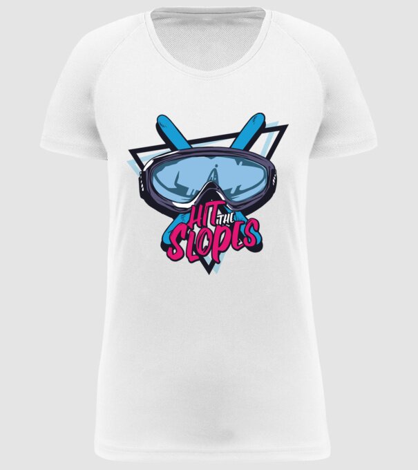 Hit the Slopes - tricou schi model alb pe tricou