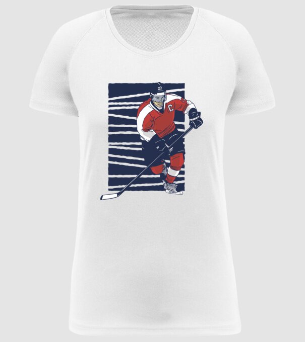 Hochei Jucător Jucător hochei de gheață model alb pe tricou