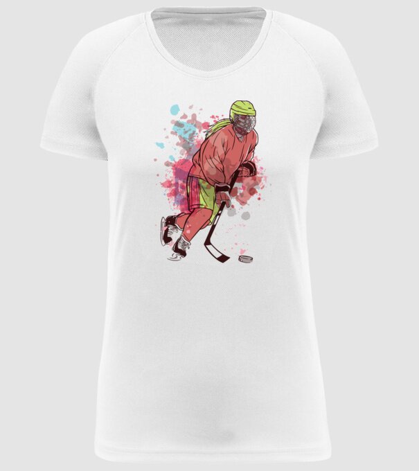 Fată hocheistă model alb pe tricou