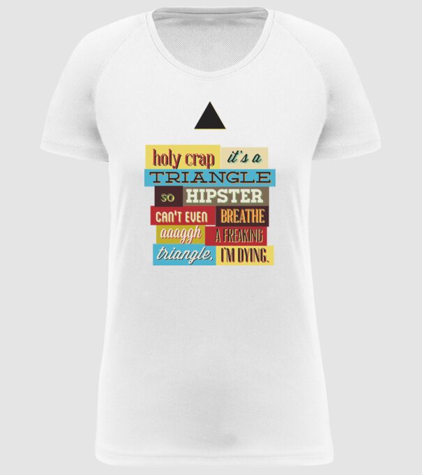 'Holy crap it''s a triangle' model alb pe tricou