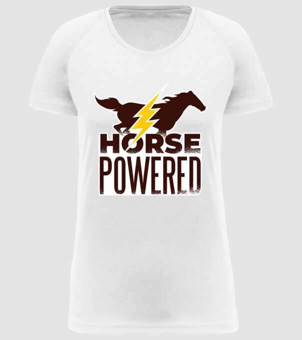 Horse Powered Cal-putere tricou călăreț model alb pe tricou