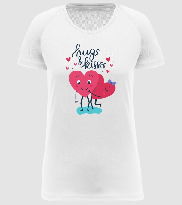 'Hugs and Kisses Tricou drăguț pentru Valentine''s Day' model alb pe tricou