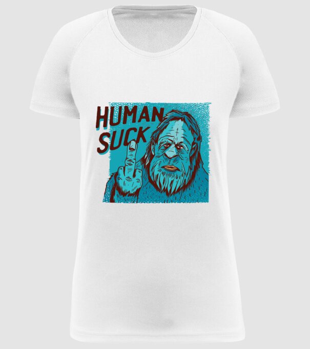 Human Suck - Yeti spune tricou amuzant antisocial model alb pe tricou