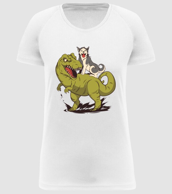 Dinozaur Husky model alb pe tricou