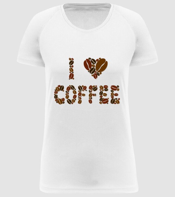 I Love Coffee model alb pe tricou