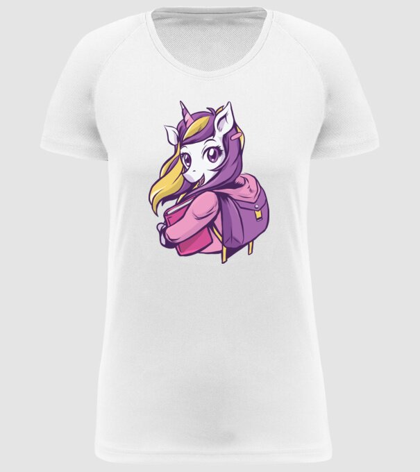 Școlăriță Unicorn model alb pe tricou