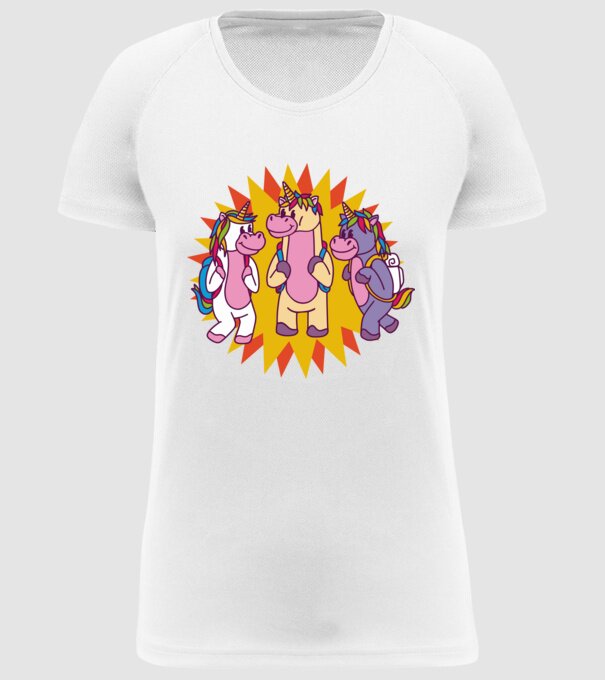 Unicorni școlari model alb pe tricou