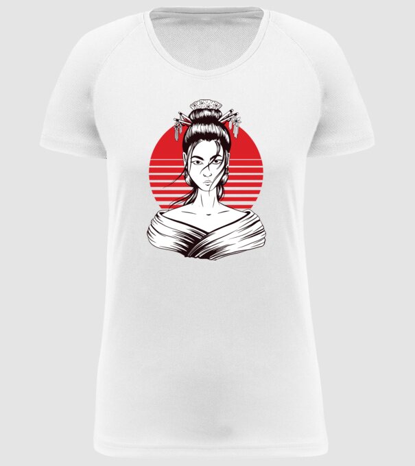 Geisha japoneză model alb pe tricou