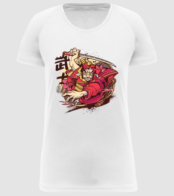 Războinic japonez model alb pe tricou
