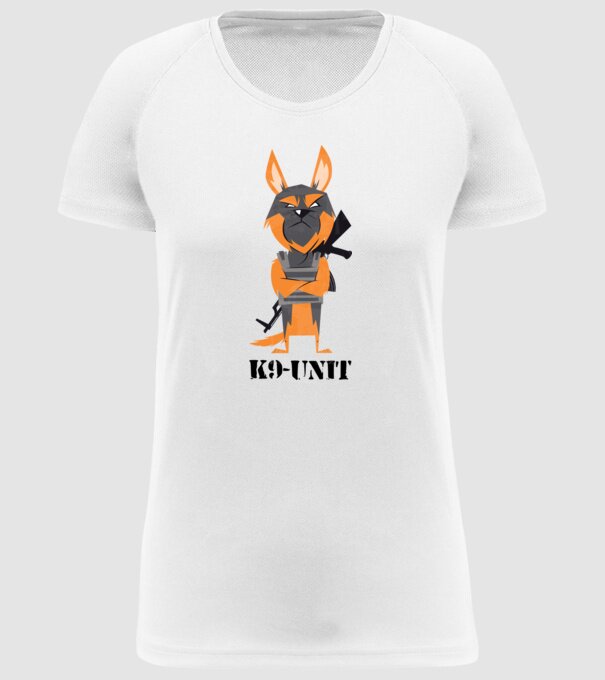 Unitatea K9 - Câine polițist model alb pe tricou