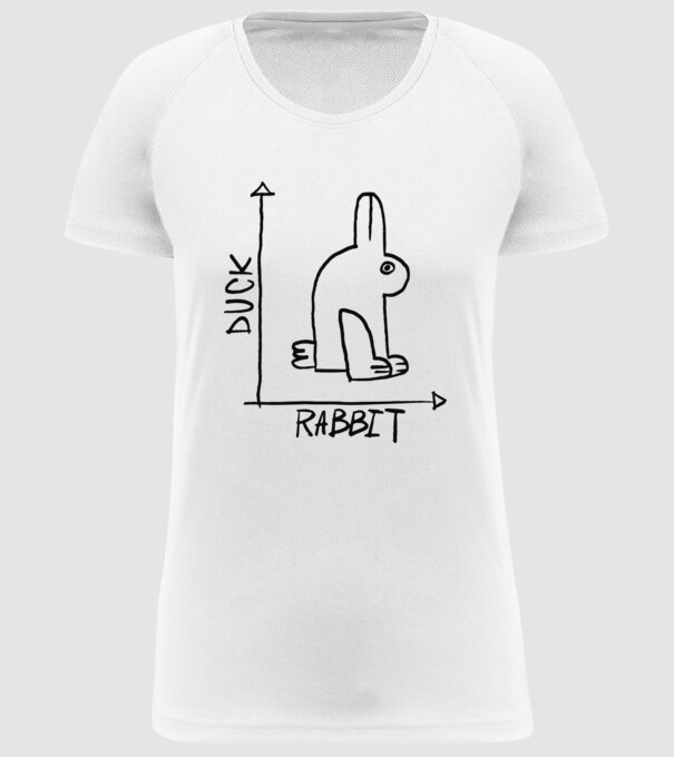 Rață vs Iepure model alb pe tricou