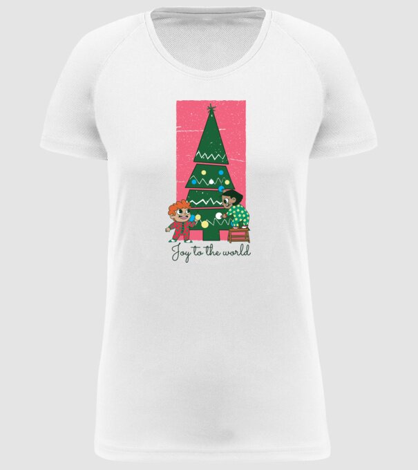 Împodobire pom de Crăciun model alb pe tricou