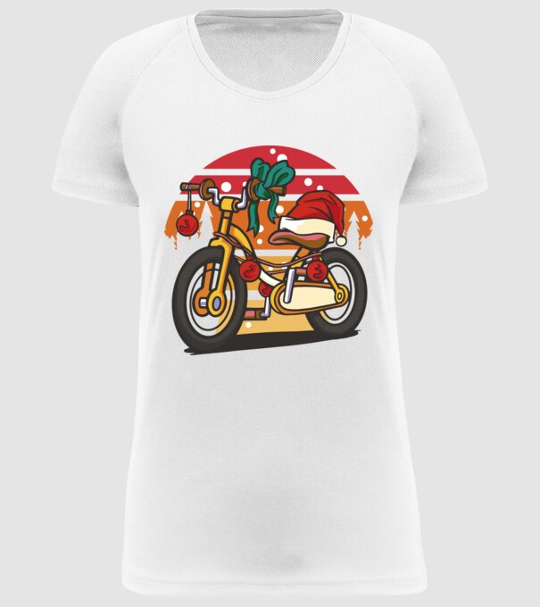 Bicicletă de Crăciun model alb pe tricou