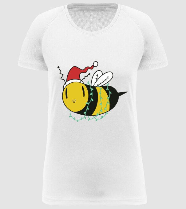Albină de Crăciun model alb pe tricou