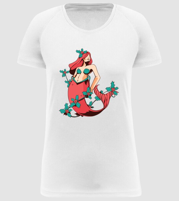 Sirenă de Crăciun model alb pe tricou