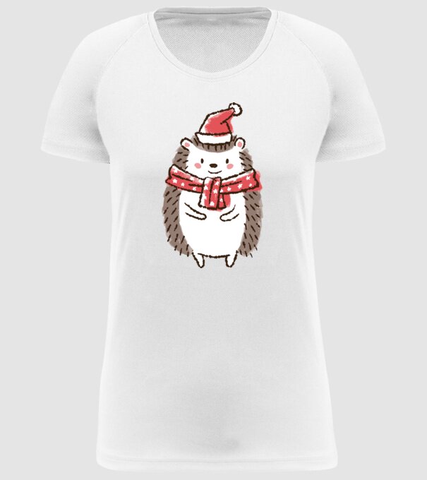 Arici de Crăciun model alb pe tricou