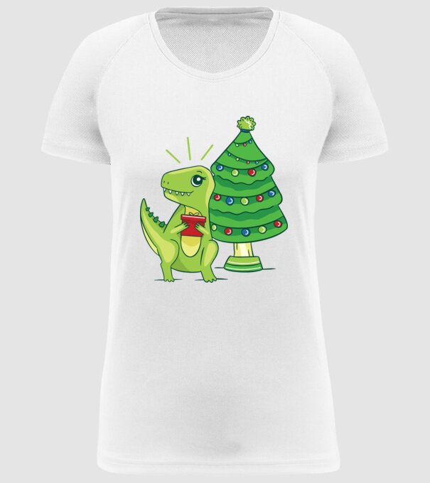 T-rex de Crăciun model alb pe tricou