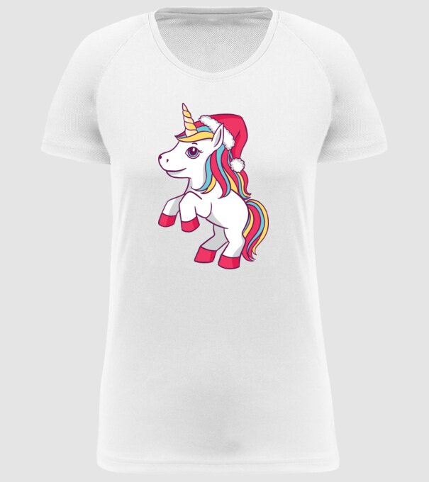Unicorn de Crăciun model alb pe tricou