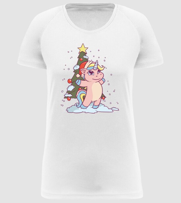 Unicorn de Crăciun model alb pe tricou