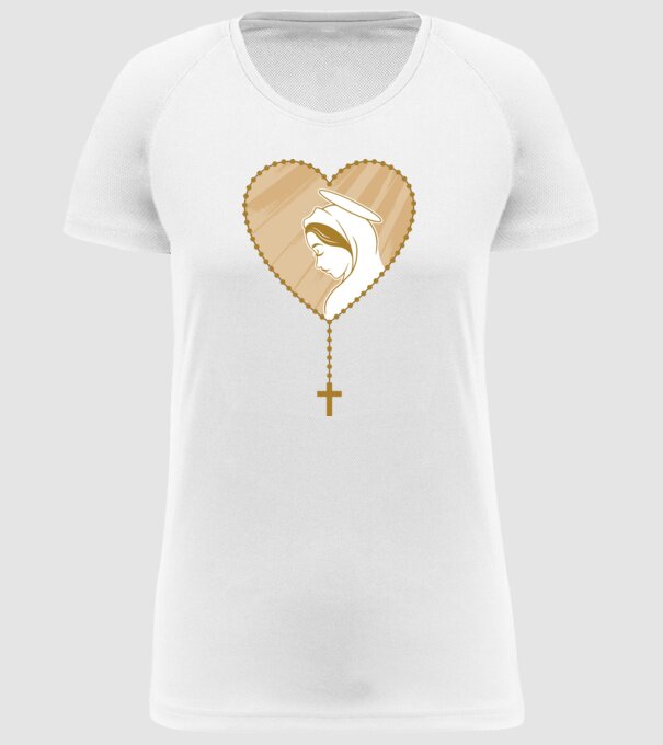 Cruce rozariu catolic model alb pe tricou
