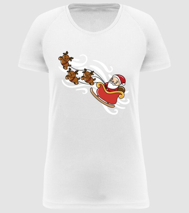 Kawaii sanie Moș Crăciun model alb pe tricou