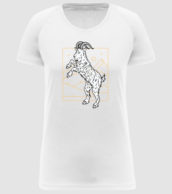 Capră model alb pe tricou